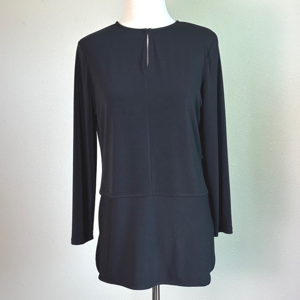 LAUREN RALPH LAUREN Women Medium‎ Black Long Sleeve Tunic Top Preppy Classic